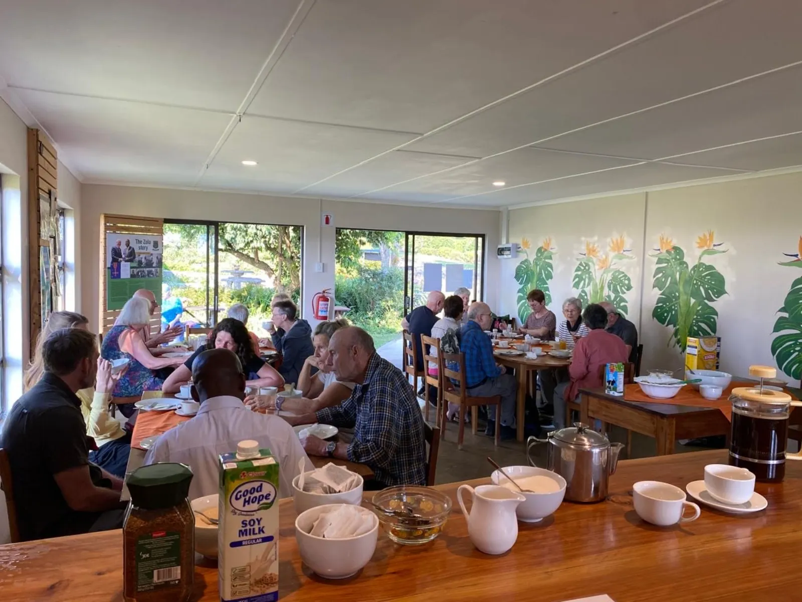 Visitors sharing a meal in the Kaffeestube